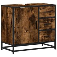 Wastafelkast 65x33x60 cm bewerkt hout gerookt eikenkleurig - thumbnail