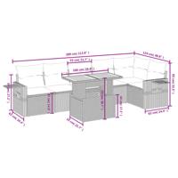 7-delige Loungeset met kussens poly rattan zwart - thumbnail