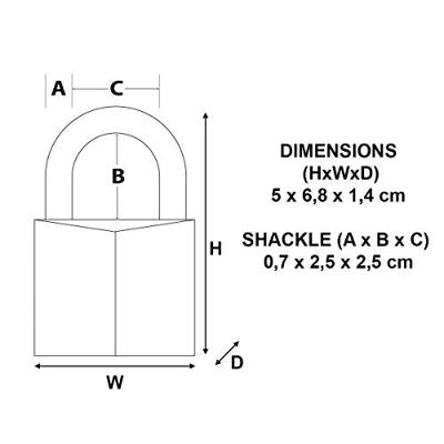 Masterlock 50mm - 25mm hardened steel shackle, 7mm diam. - double locking - 5-pin - 9150EURD - thumbnail
