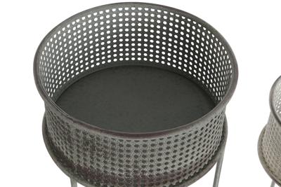 Plantenbakkenset DKD Home Decor 33 x 33 x 70 cm Grijs Metaal Wit Vintage