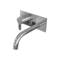 Inbouw Wastafelmengkraan Brauer Chrome Edition Coldstart Gebogen Uitloop Korte Platte Hendel Links Chroom Met Afdekplaat - thumbnail