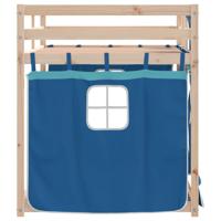 Stapelbed met gordijnen 90x190 cm massief grenenhout blauw - thumbnail
