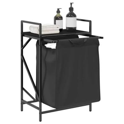 Wasmand 1 vak met plank zwart eikenkleurig Wasmand 1 vak met plank zwart eikenkleurig