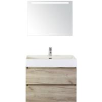 Maxx XL Badmeubelset 80 cm - Craft Oak - Wastafel Kube 1 Kraangat met Sence Spiegel - thumbnail