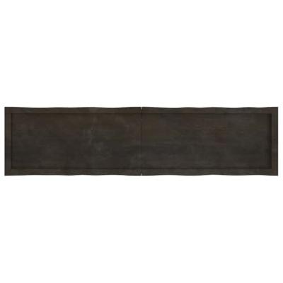 Tafelblad natuurlijke rand 160x40x(2-6)cm eikenhout donkerbruin