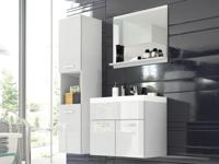 Complete badkamer MONTELIO 4 deuren wit/hoogglans wit met bassin - thumbnail