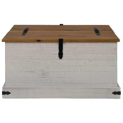 Opbergkist HALDEN wit 91x91x47 cm massief grenenhout