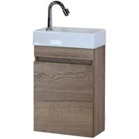 Bonsai Badmeubelset - Tabacco - Keramische Wastafel Fontein Links en Rechts - thumbnail