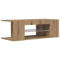 Tv-meubel met LED 90x39x30 cm bewerkt hout artisanaal eiken - thumbnail