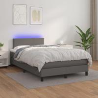 Boxspring met matras en LED kunstleer grijs 120x200 cm - thumbnail