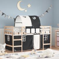 Kinderhoogslaper met tunnel 90x190 cm grenenhout wit en zwart - thumbnail
