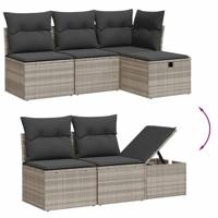 6-delige Loungeset met kussens poly rattan lichtgrijs - thumbnail