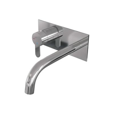 Chrome Edition inbouw wastafelmengkraan met gebogen uitloop en afdekplaat model D2 chroom