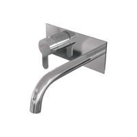 Chrome Edition inbouw wastafelmengkraan met gebogen uitloop en afdekplaat model D2 chroom - thumbnail