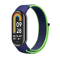 By Qubix - Sport loop nylon bandje - Donkerblauw met groen - Compatible met Xiaomi Smart Band 8 & 9 - Compatible Xiaomi bandje - thumbnail