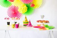 Folat pompom papier neon geel 30 cm | 24 stuks - thumbnail