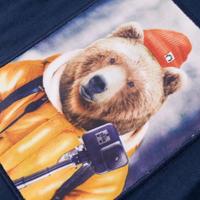 Kindershirt met lange mouwen berenprint 128 gemleerd marineblauw - thumbnail