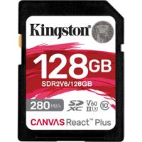 Kingston Technology 128GB Canvas React Plus SDXC UHS-II 280R/100W U3 V60 voor Full HD/4K - thumbnail
