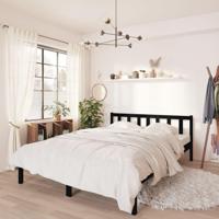 Bedframe massief grenenhout zwart 135x190 cm - thumbnail