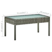 4-delige Loungeset met kussens poly rattan grijs - thumbnail