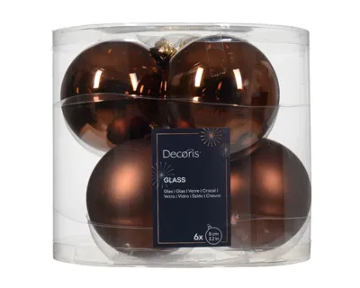 Kerstbal glas d8 cm espresso ass 6st kerst Decoris - Decoris Kerstbal glas d8 cm espresso ass 6st kerst Decoris - Decoris