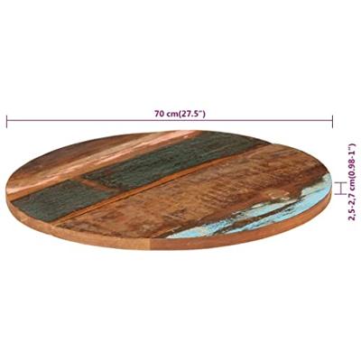 Tafelblad rond 25-27 mm 70 cm massief gerecycled hout