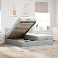 vidaXL Ottoman bed met matrassen en LED's 200x200cm fluweel lichtgrijs, bedframe, ottoman bedframe, bedframe met opbergruimte onder het bed - thumbnail