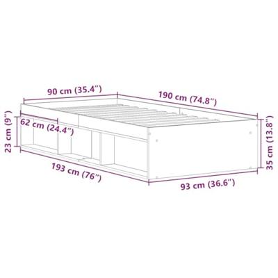 Bedframe zonder matras spaanplaat artisanaal eikenkleurig