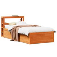 Bedframe met hoofdbord massief grenenhout wasbruin 75x190 cm - thumbnail