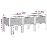 Plantenbak met poten 120x40x42 cm polypropeen bruin - thumbnail