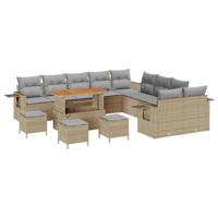 Tuinbankenset 14 pcs Beige poly rattan - thumbnail