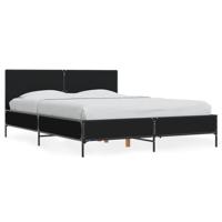 Bedframe LED bewerkt hout metaal zwart 140x190 cm - thumbnail
