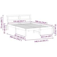 Bedframe met LED -striplichten met hoofdeinde Bruin 135 x 190 cm Grenenhout - thumbnail