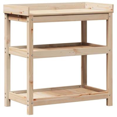 VidaXL Oppottafel met schappen 82,5x45x86,5 cm massief grenenhout