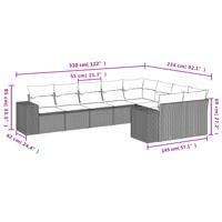 9-delige Loungeset met kussens poly rattan grijs - thumbnail