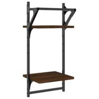 Wandschappen 2-laags met stangen 2 st 30x25x65 cm bruineiken - thumbnail
