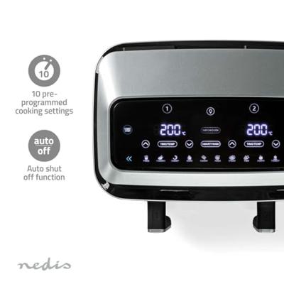 Heteluchtfriteuse | 2x4.2 l | Tijdschakelaar: 60 min | Aantal vooraf ingestelde programma&apos;s: 10 | Digitaal