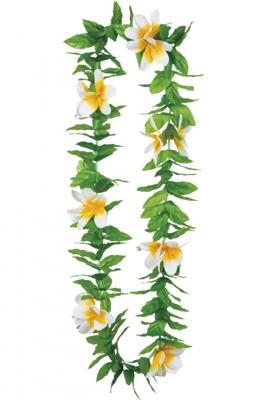 Groene Hawaiikrans Met Witte Bloemen