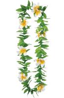 Groene Hawaiikrans Met Witte Bloemen - thumbnail