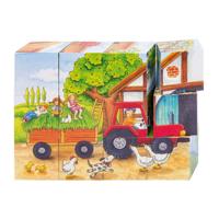 Goki houten blokpuzzel seizoenen op de boerderij, 12st. - thumbnail