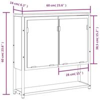 Badkamerspiegelkast 60x16x60 cm bewerkt hout gerookt eikenkleur - thumbnail