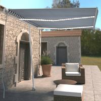 Luifel handmatig uittrekbaar met LED 350x250 cm blauw en wit - thumbnail