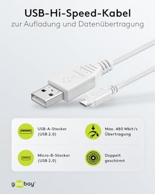 Goobay 96190 USB 2.0 Hi-Speed kabel, 0,15 m wit
