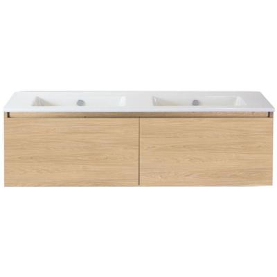 Frozen Badmeubelset 140 cm - Greeplijst in Kleur - Casella Oak - Keramische Wastafel Wit Zonder Kraangat