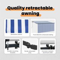 VidaXL Inklapbaar zonnescherm blauw en wit 300 x 200 cm - thumbnail