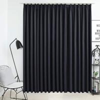 VidaXL Gordijn verduisterend met haken 290x245 cm zwart - thumbnail