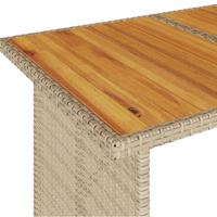 Tuintafel met houten blad 110x68x70 cm poly rattan beige - thumbnail