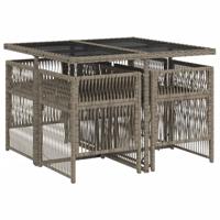 5-delige Tuinset met kussens poly rattan grijs - thumbnail
