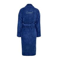 Heren badjas borduren - Donkerblauw - S/M - thumbnail