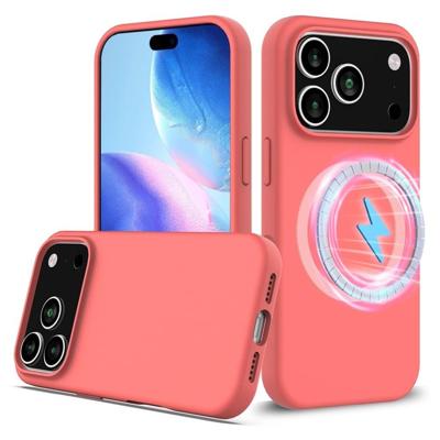 Lunso iPhone 17 Pro Max hoesje - Flexibel siliconen Backcover met MagSafe - Roze